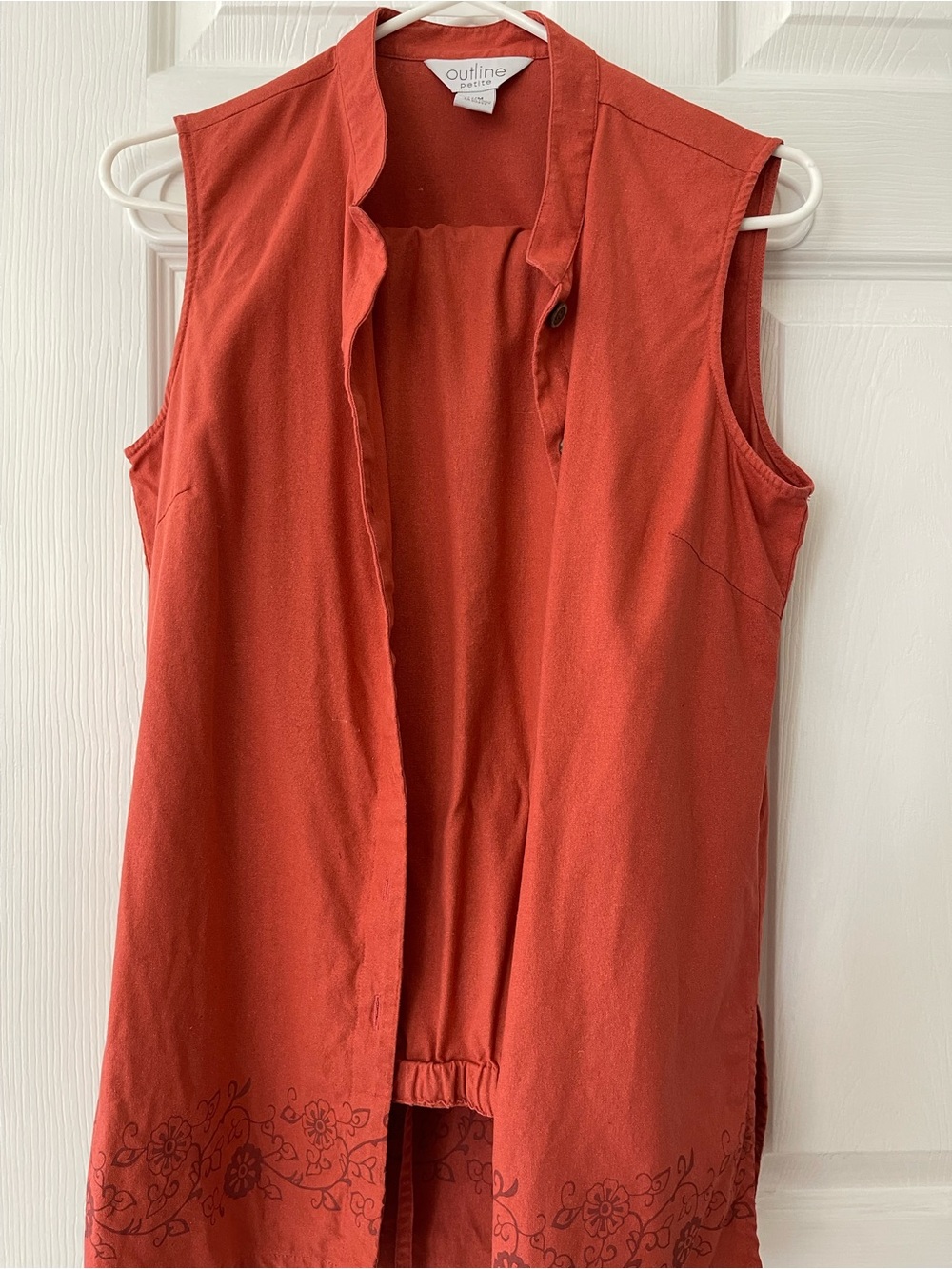 Women's Sleeveless Open Front Top and pant Rust